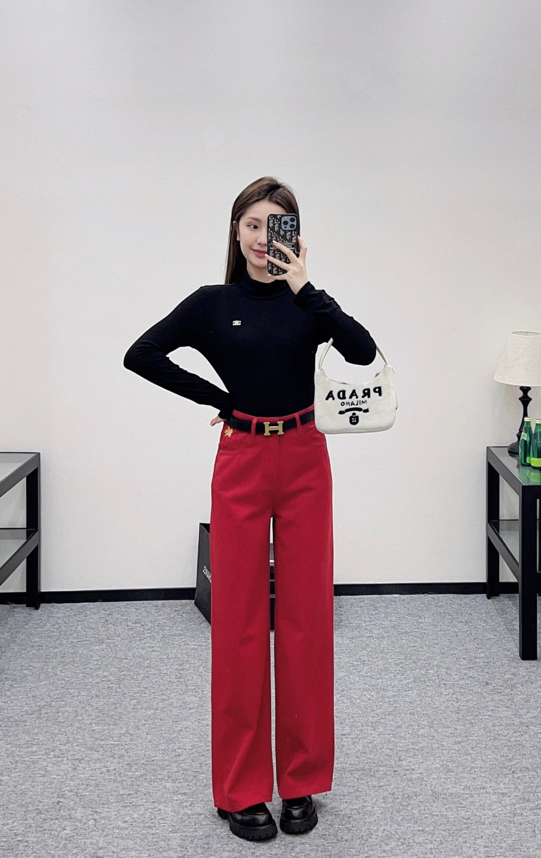 Belted Straight Leg Jeans