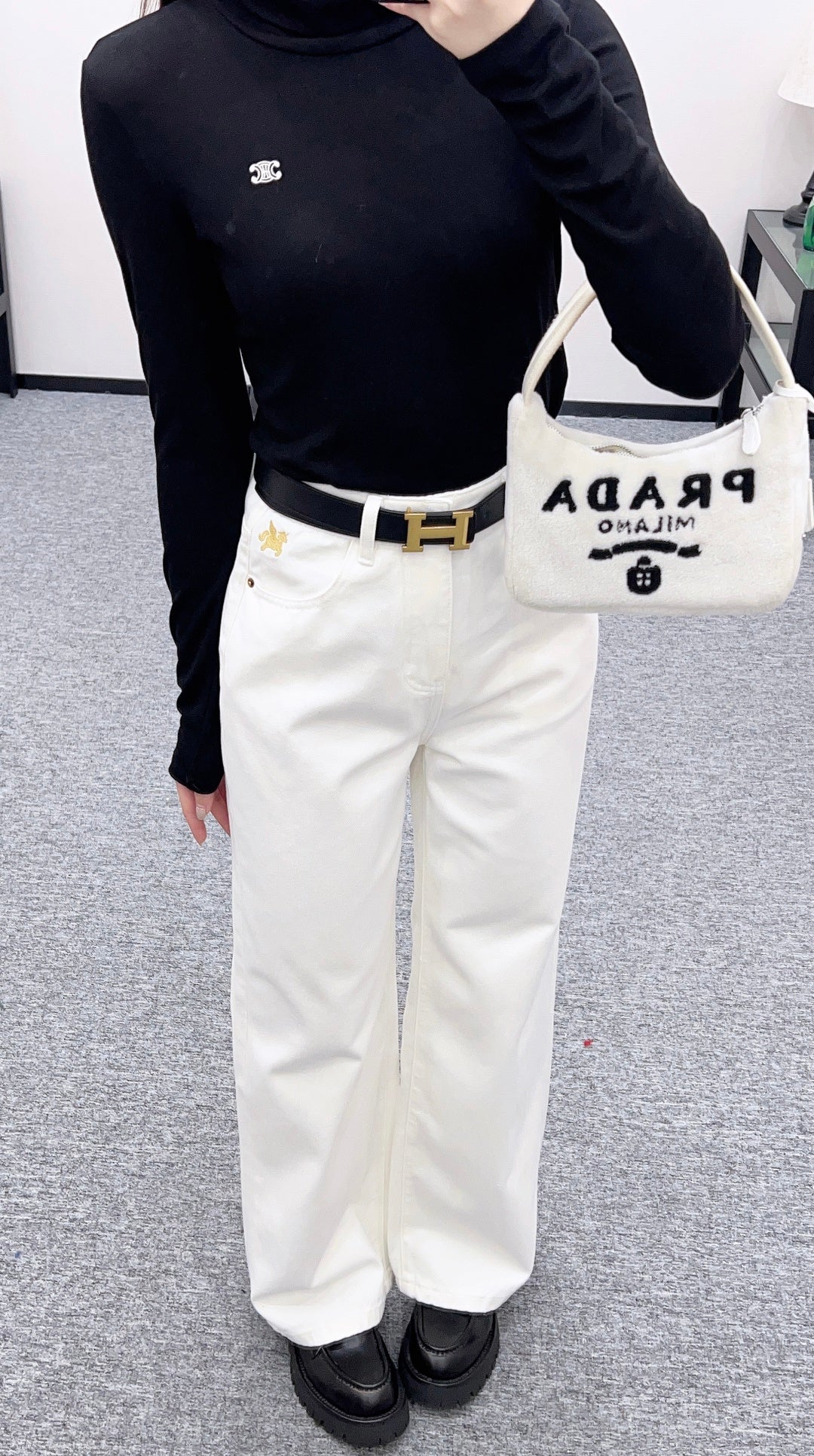Belted Straight Leg Jeans
