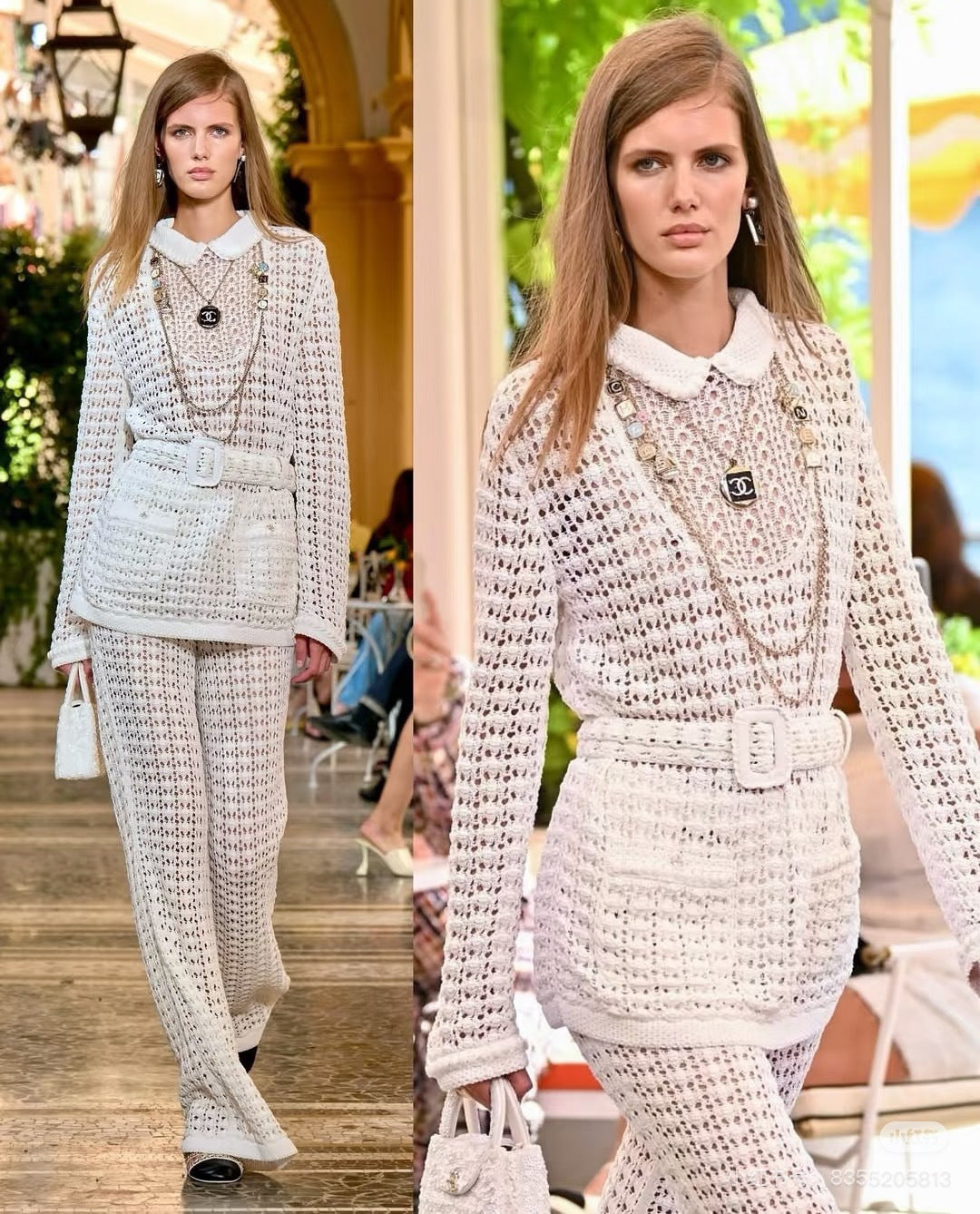 Located openwork knit top