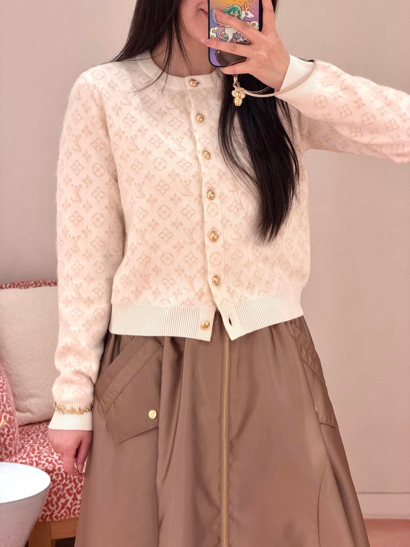 Jacquard Fleece Cardigan