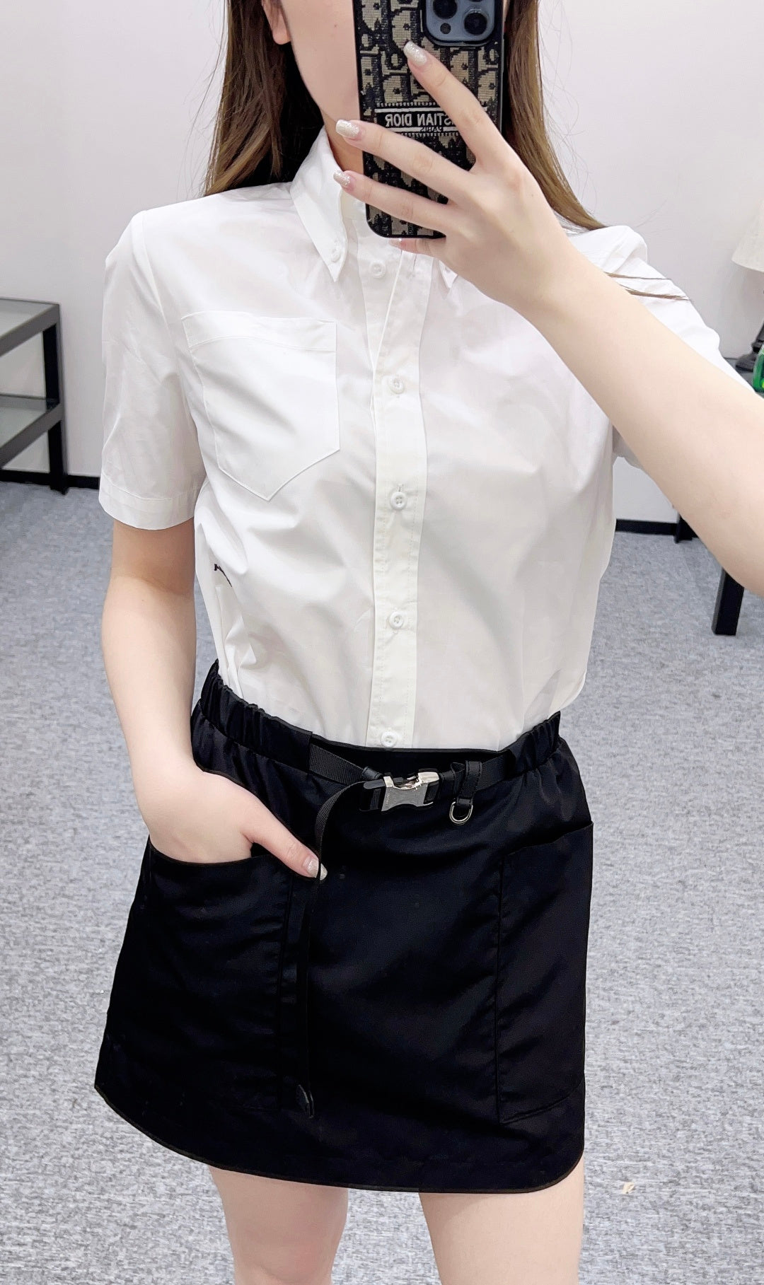 Belted Pocket Workwear Skirt