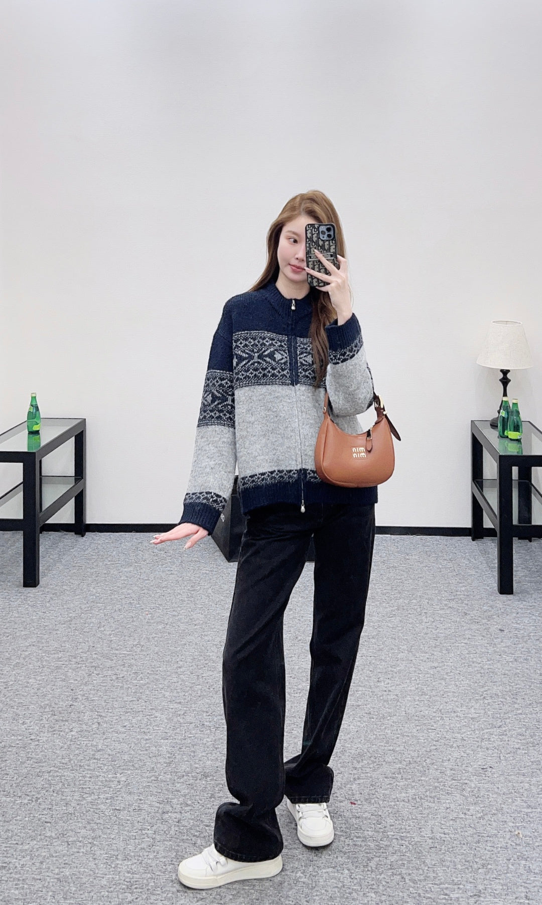 Color-blocked Knit Cardigan