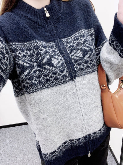 Color-blocked Knit Cardigan