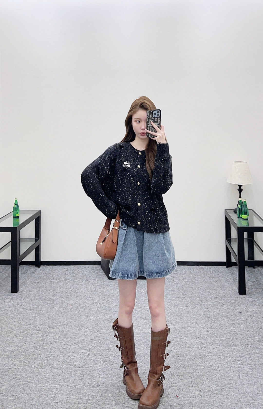 3D Bow Dotted Knit Cardigan