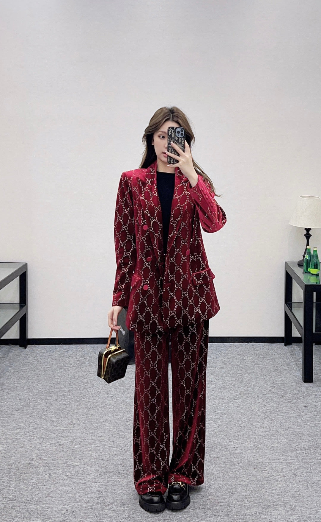 Silk Velvet Rhinestone Trousers