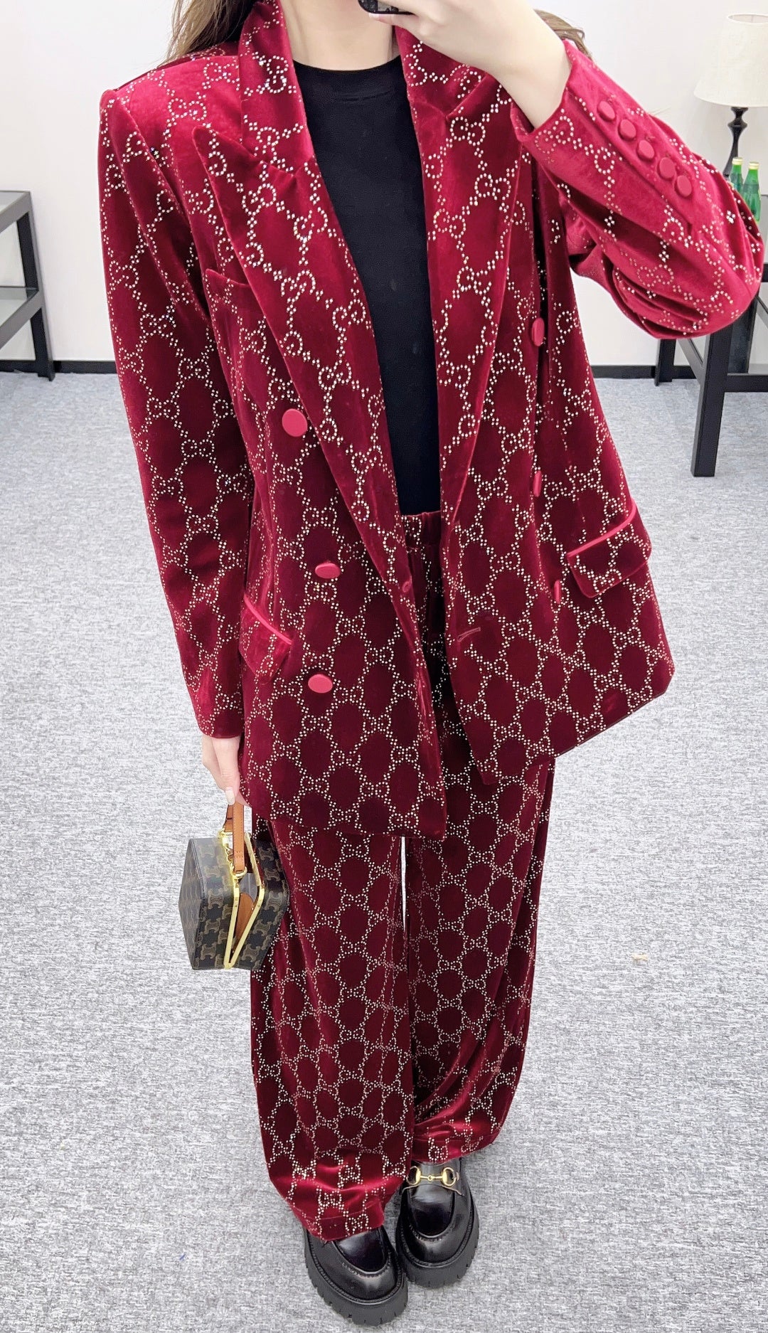 Silk Velvet Rhinestone Suit Jacket