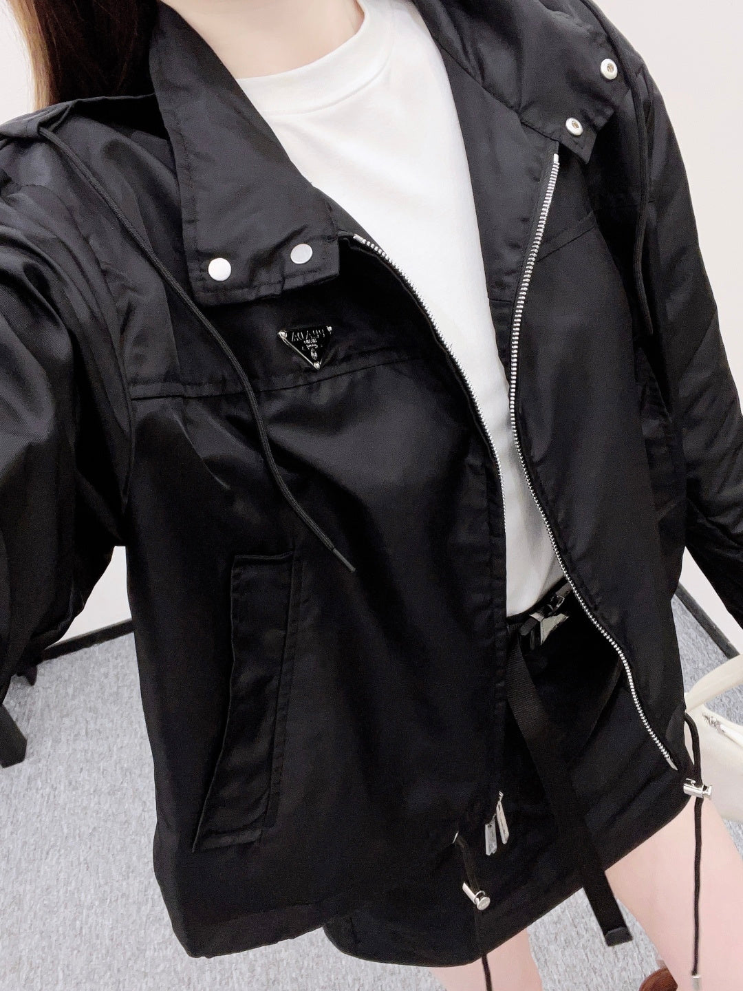 Drawstring Zipper Jacket