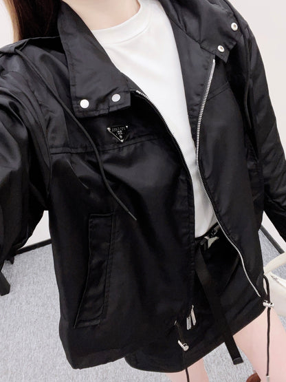 Drawstring Zipper Jacket