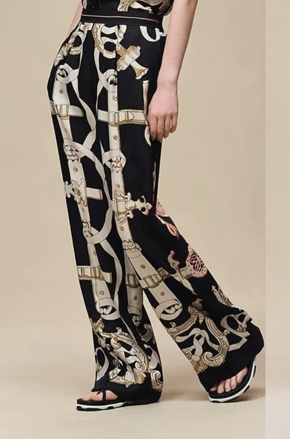 Silk Wide-Leg Straight-Leg Pants