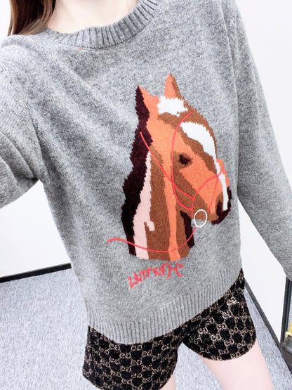 Jacquard Horsehead Sweater