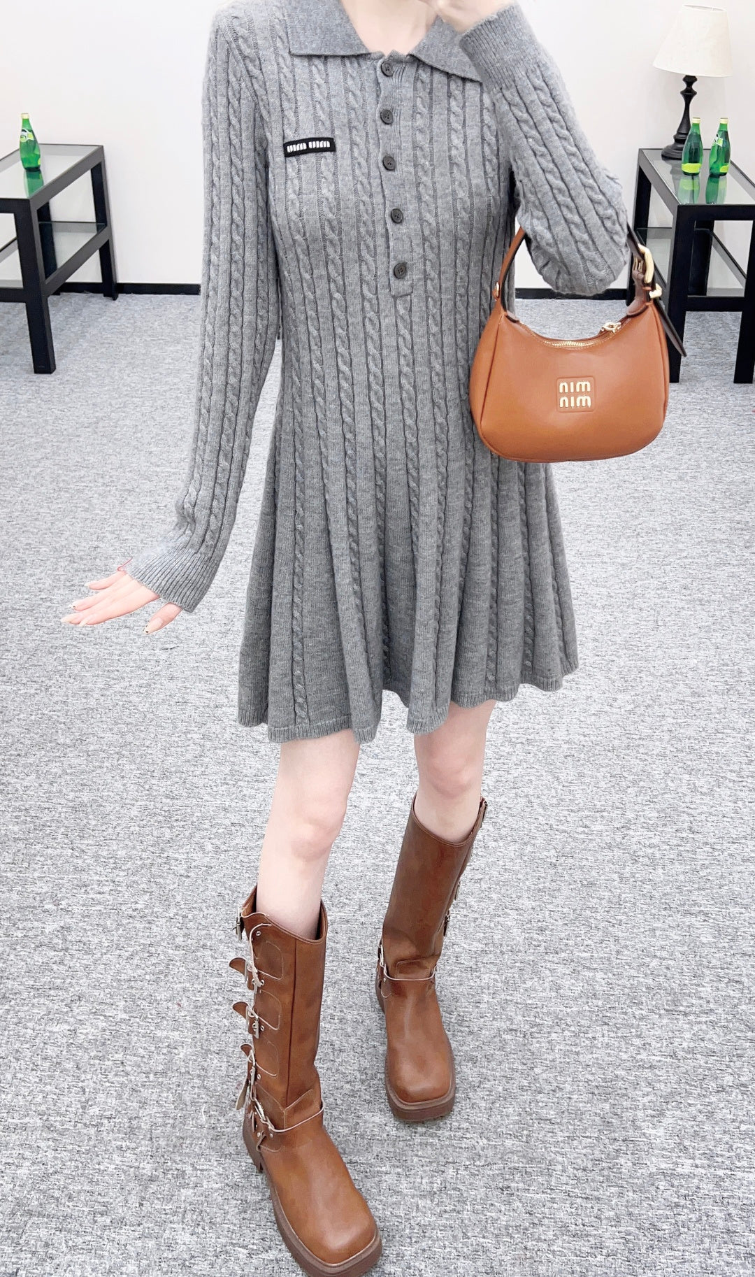 Located Cable Knit Dress