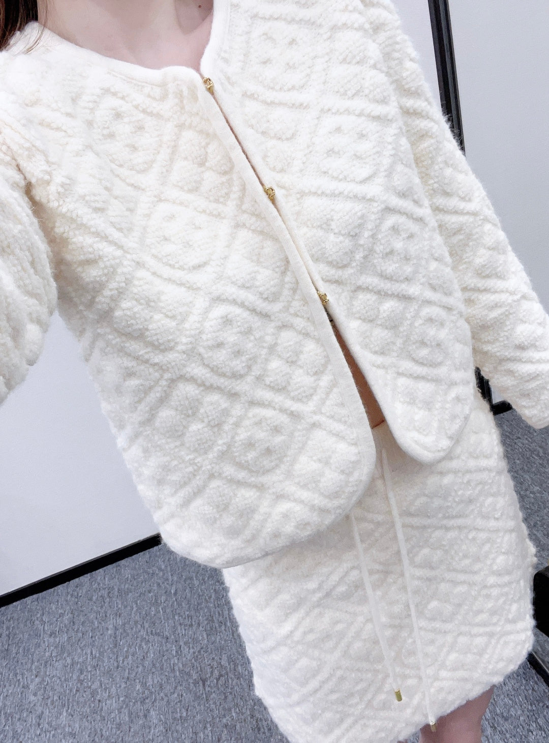 Jacquard Knit Cardigan/Skirt