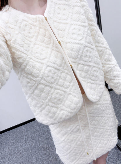 Jacquard Knit Cardigan/Skirt