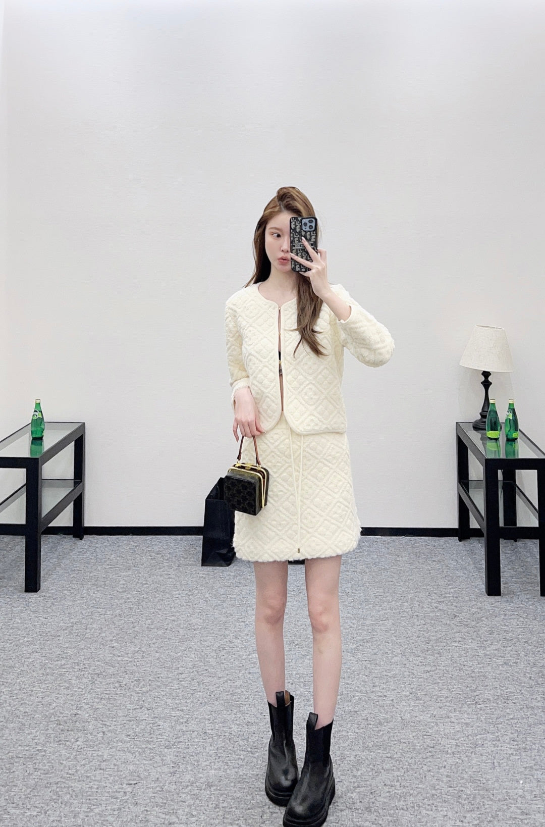 Jacquard Knit Cardigan/Skirt