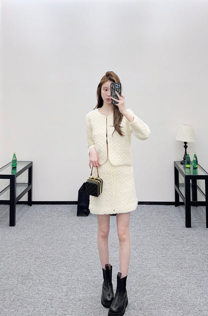 Jacquard Knit Cardigan/Skirt