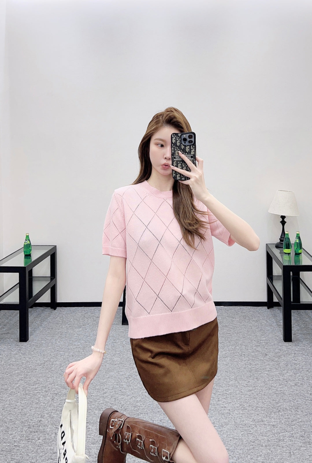 Diamond Pattern Short-Sleeve T-Shirt