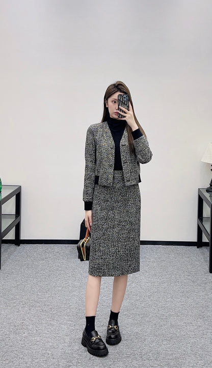 Heather Gray Wool Jacket/Skirt