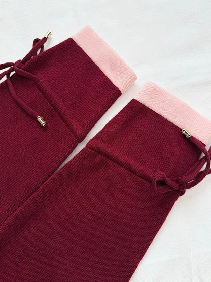 Pure wool cardigan with custom color and dyeing, contrasting color splicing, drawstring