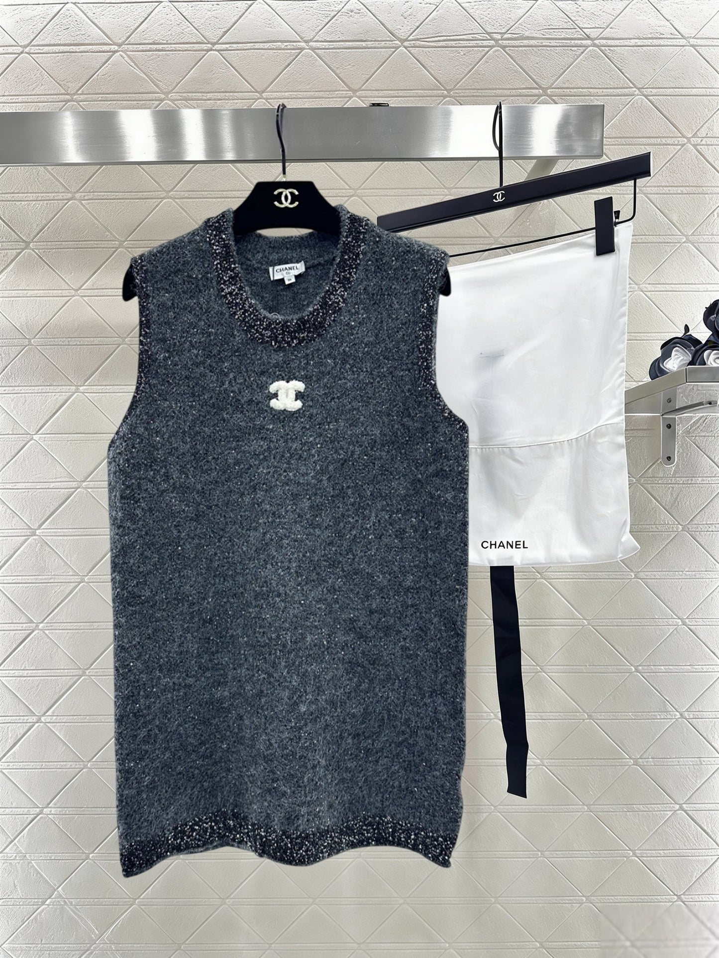 Beaded Sequin Knit Vest Dress