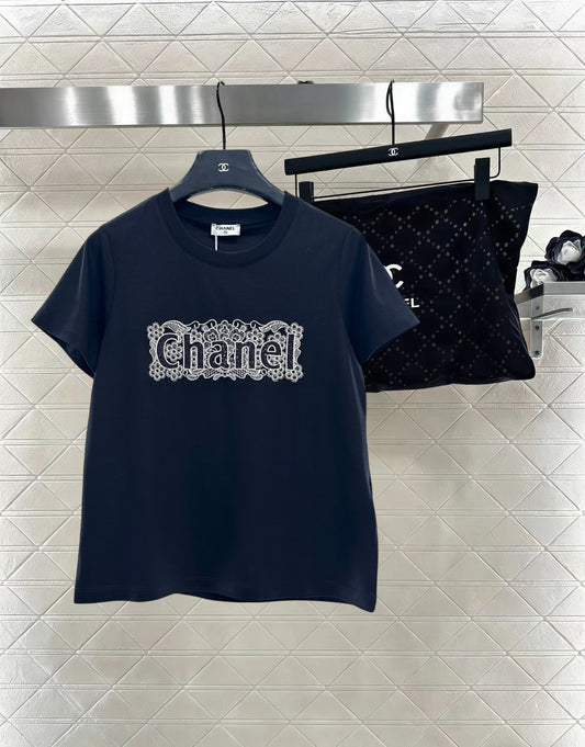 Lace Embroidered Logo T-shirt