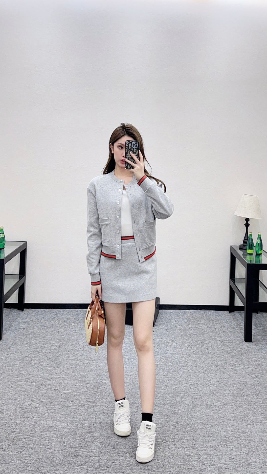 Ribbon Cardigan and Skirt Set