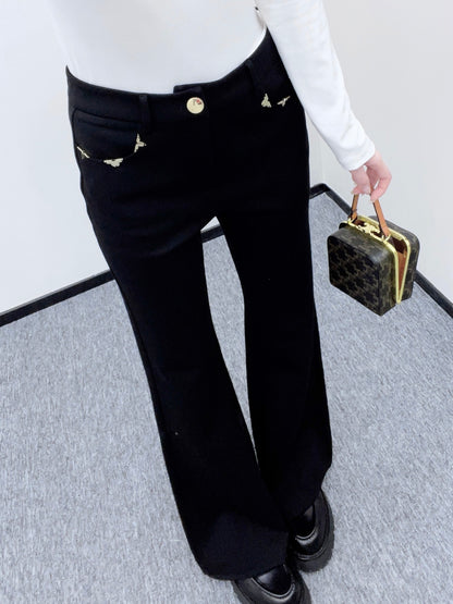 High-Waisted Slim-Fit Flared Trousers