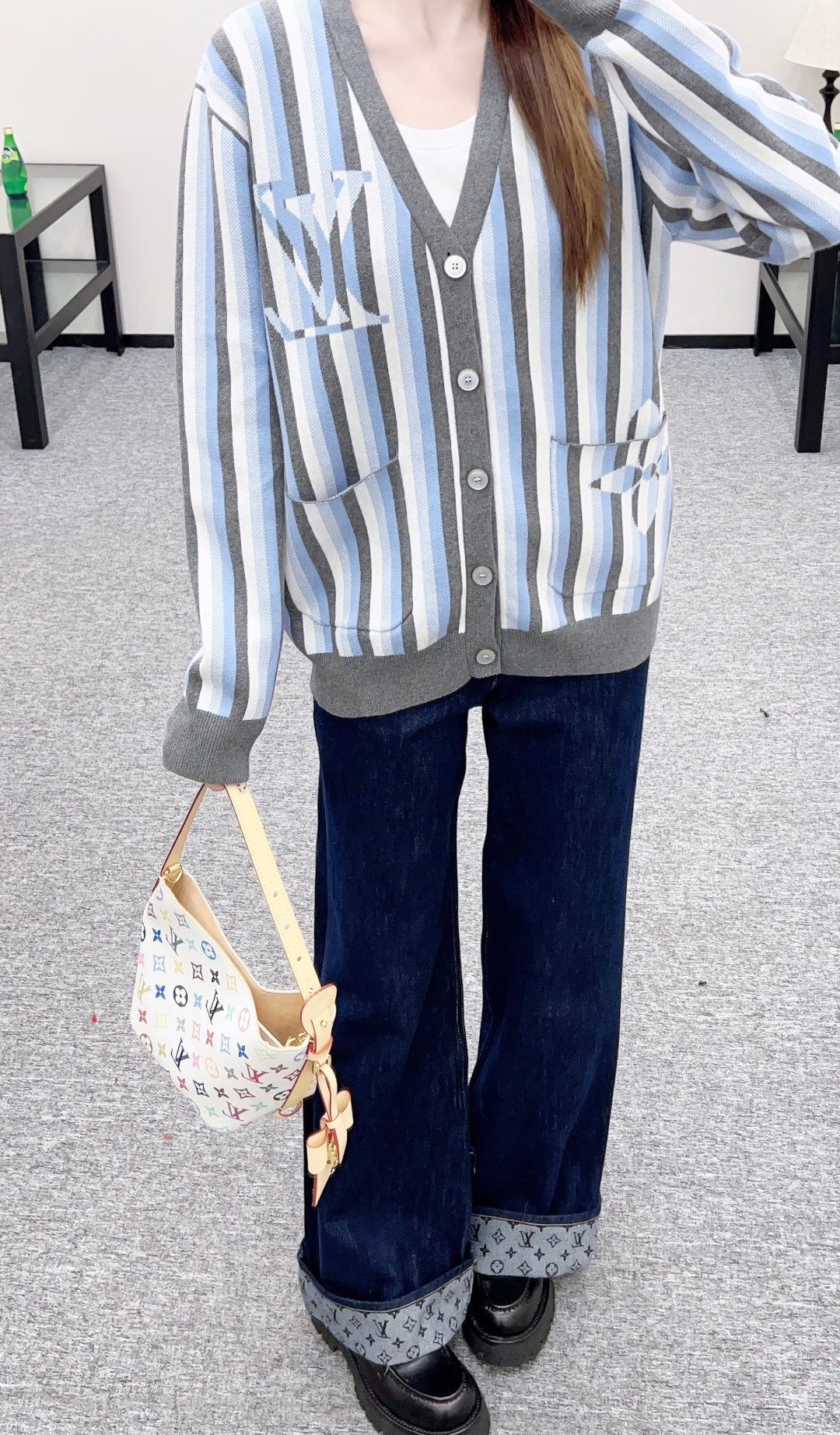 Striped Oversized Knit Cardigan