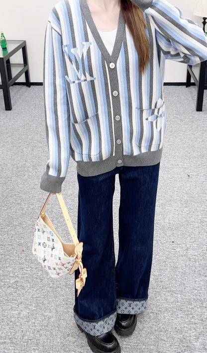 Striped Oversized Knit Cardigan
