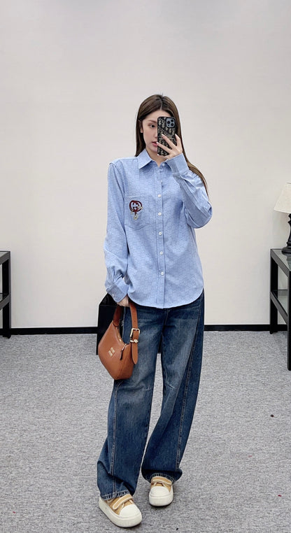 Jacquard Embroidered Pocket Shirt