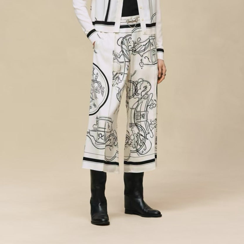 Silk Wide-Leg Straight-Leg Pants