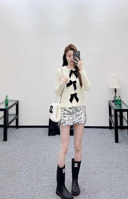 Bow-tie Knit Cardigan