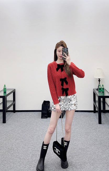 Bow-tie Knit Cardigan