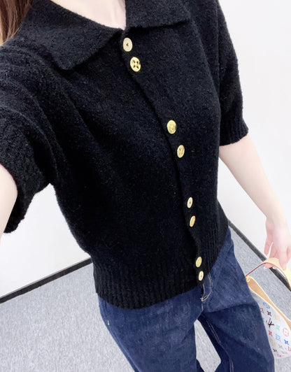 Collared Knit Short-Sleeve T-Shirt