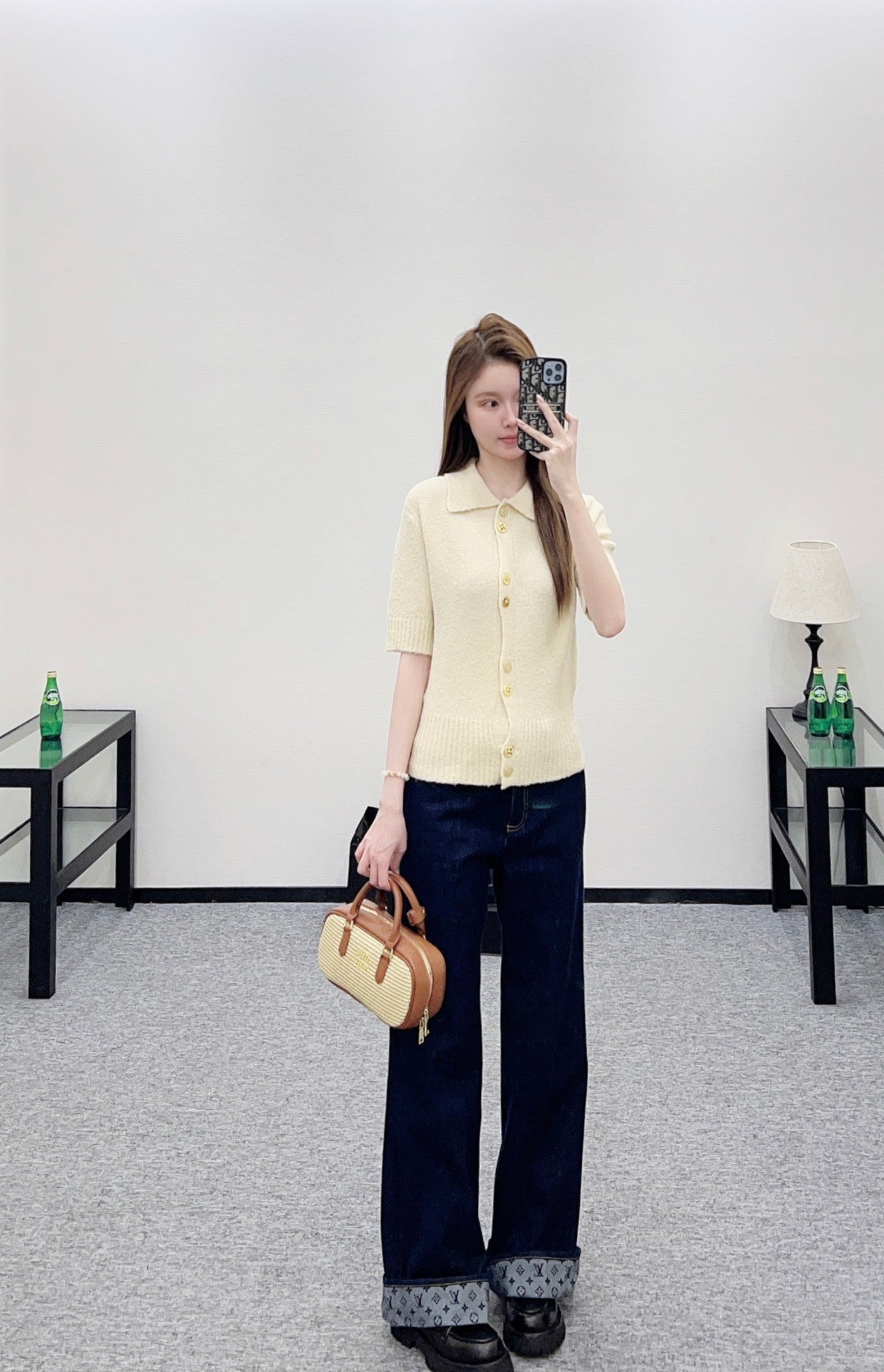 Collared Knit Short-Sleeve T-Shirt