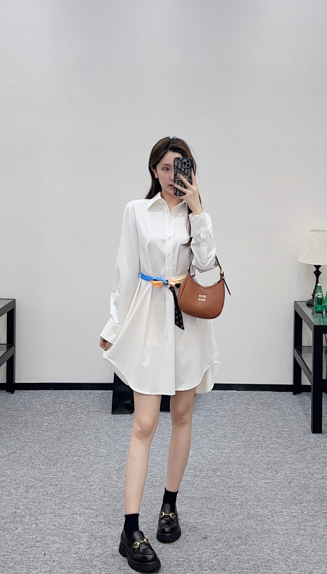 Scarf Belt Shirt Dress