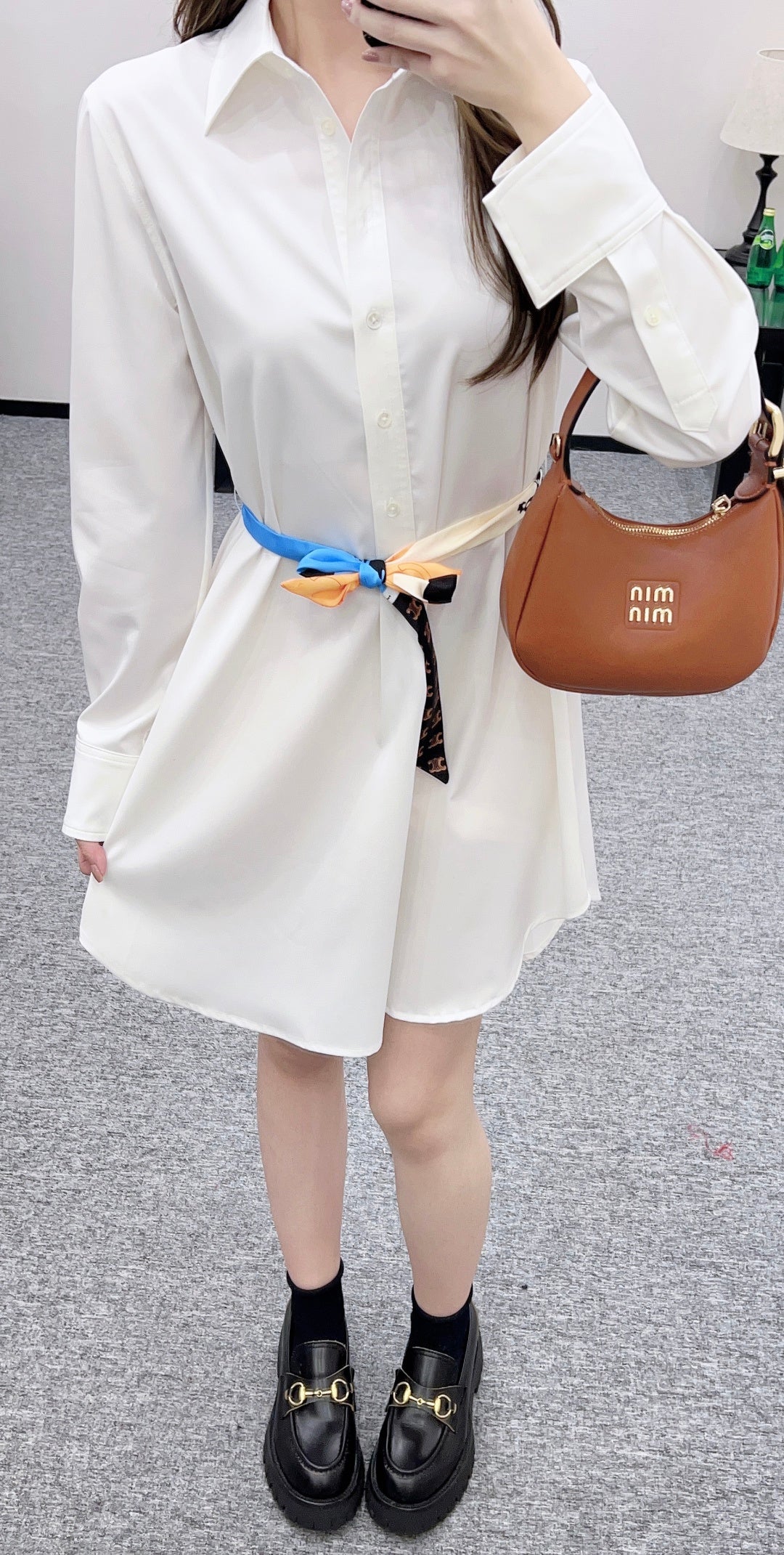 Scarf Belt Shirt Dress