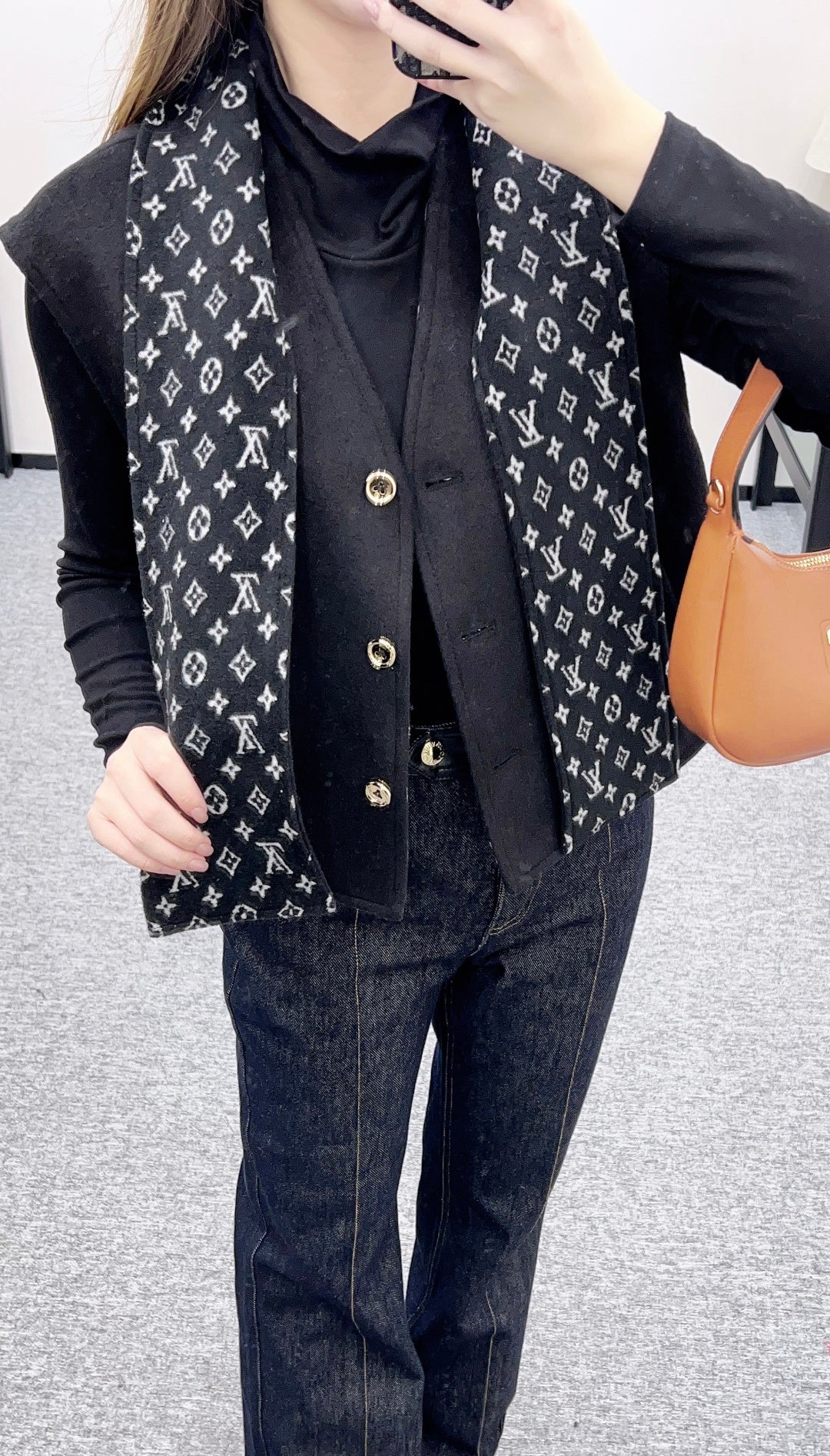 Woolen Scarf Vest Two-Piece Set