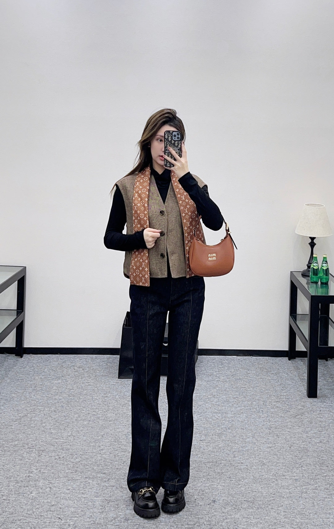 Woolen Scarf Vest Two-Piece Set
