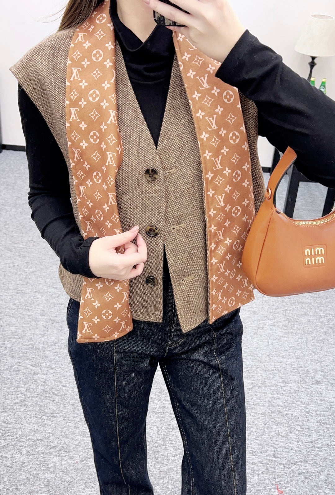 Woolen Scarf Vest Two-Piece Set