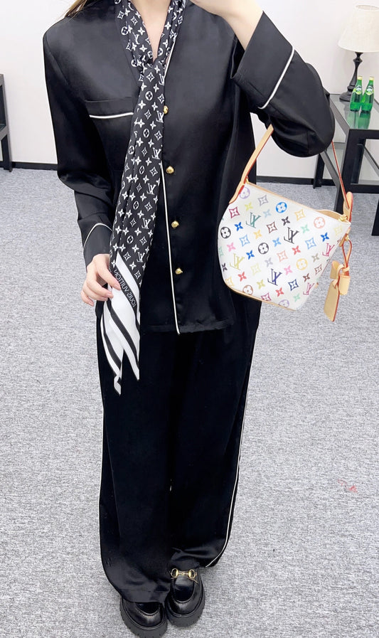 Printed Scarf, Top, and Pants Set