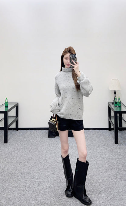 Polka Dot Lantern Sleeve Sweater