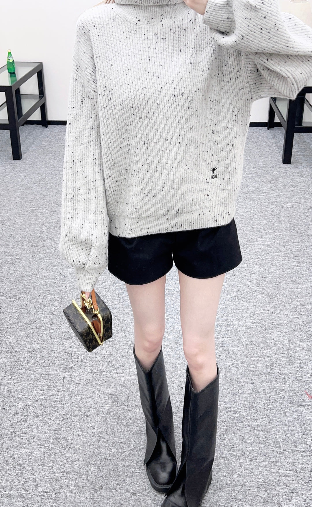 Polka Dot Lantern Sleeve Sweater