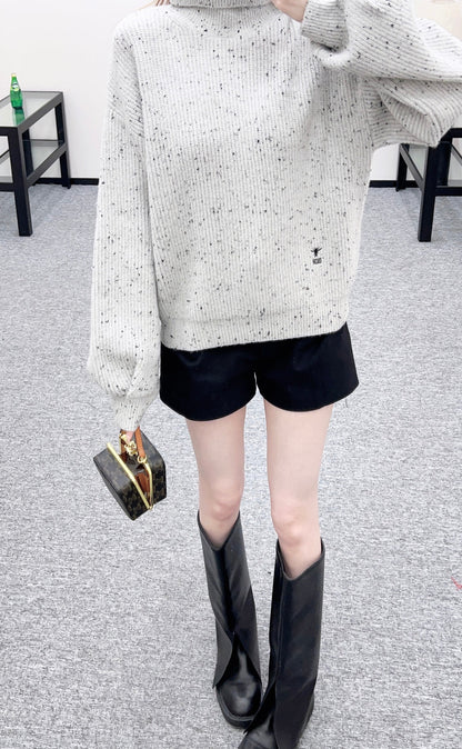 Polka Dot Lantern Sleeve Sweater