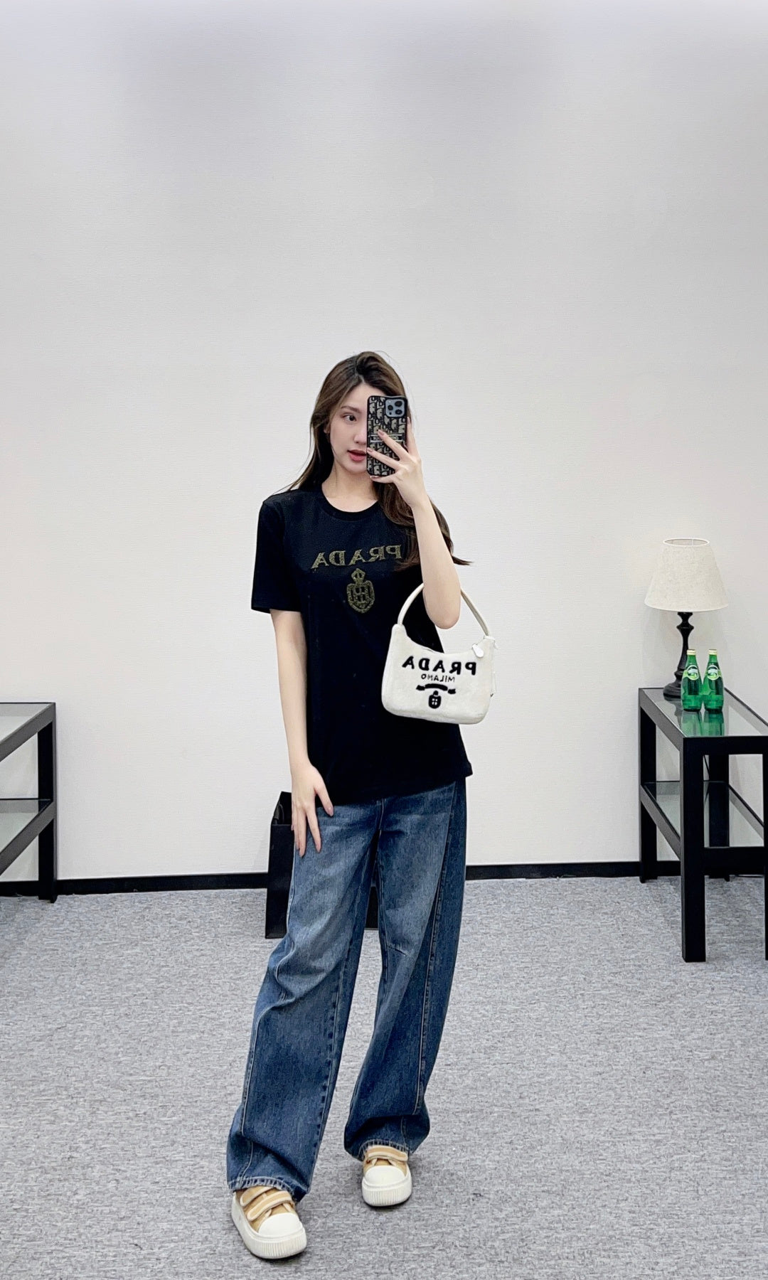 Gold-Stamped Letter Logo T-Shirt