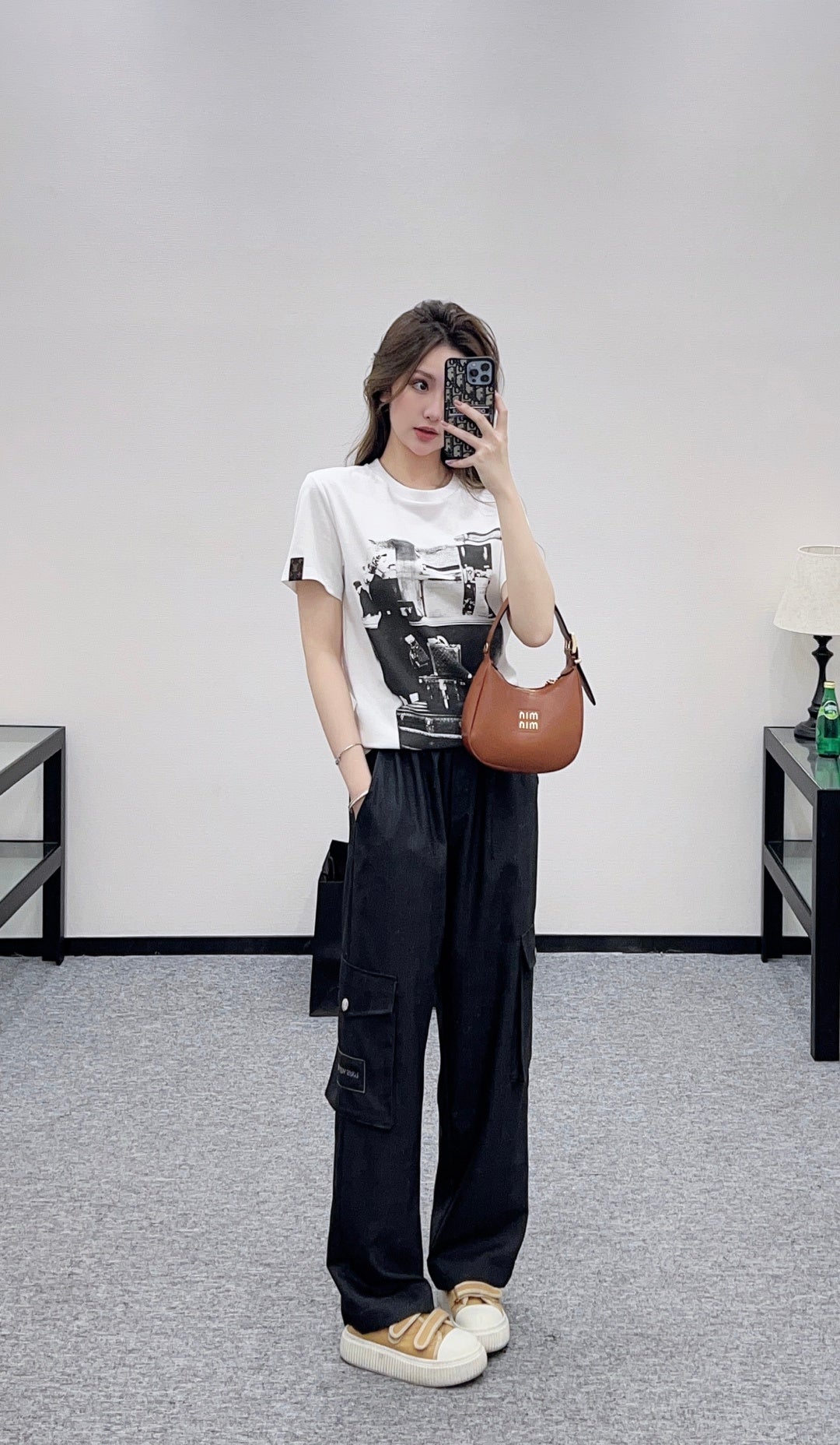Printed Portrait T-shirt with Bags
