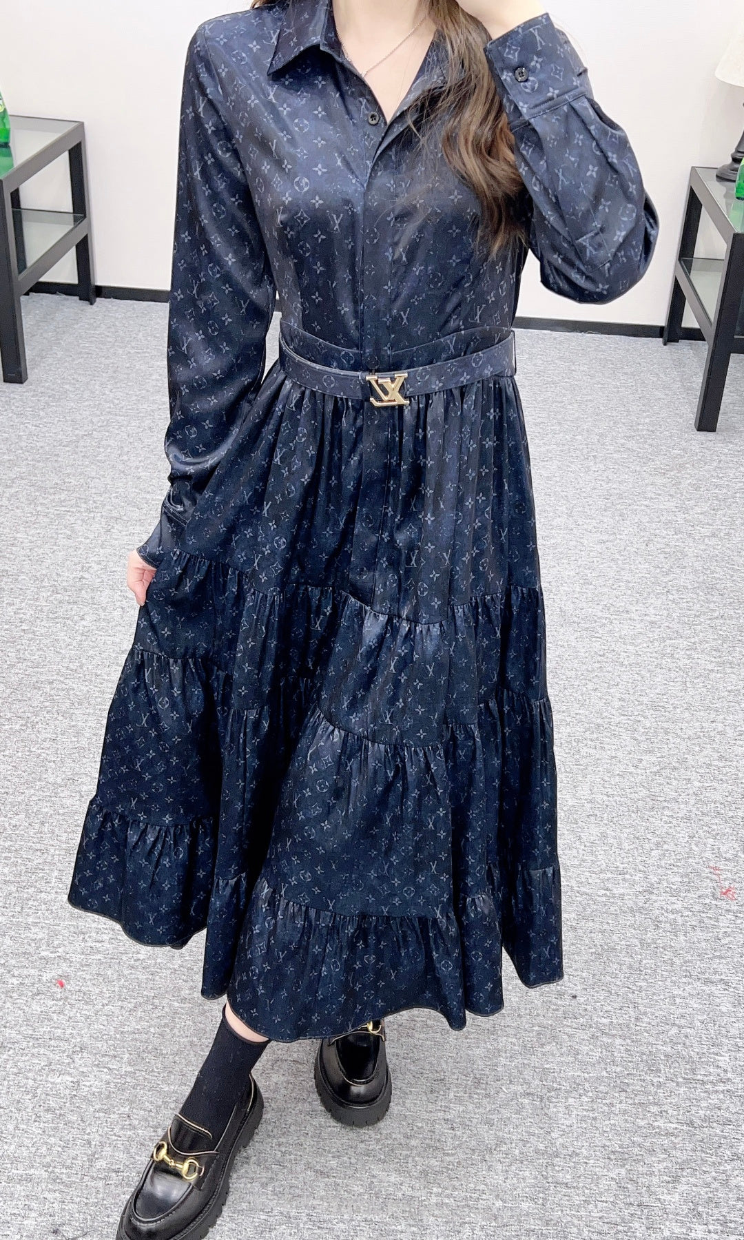 Printed Belted Shirt Dress