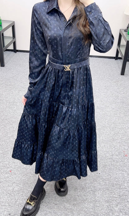 Printed Belted Shirt Dress