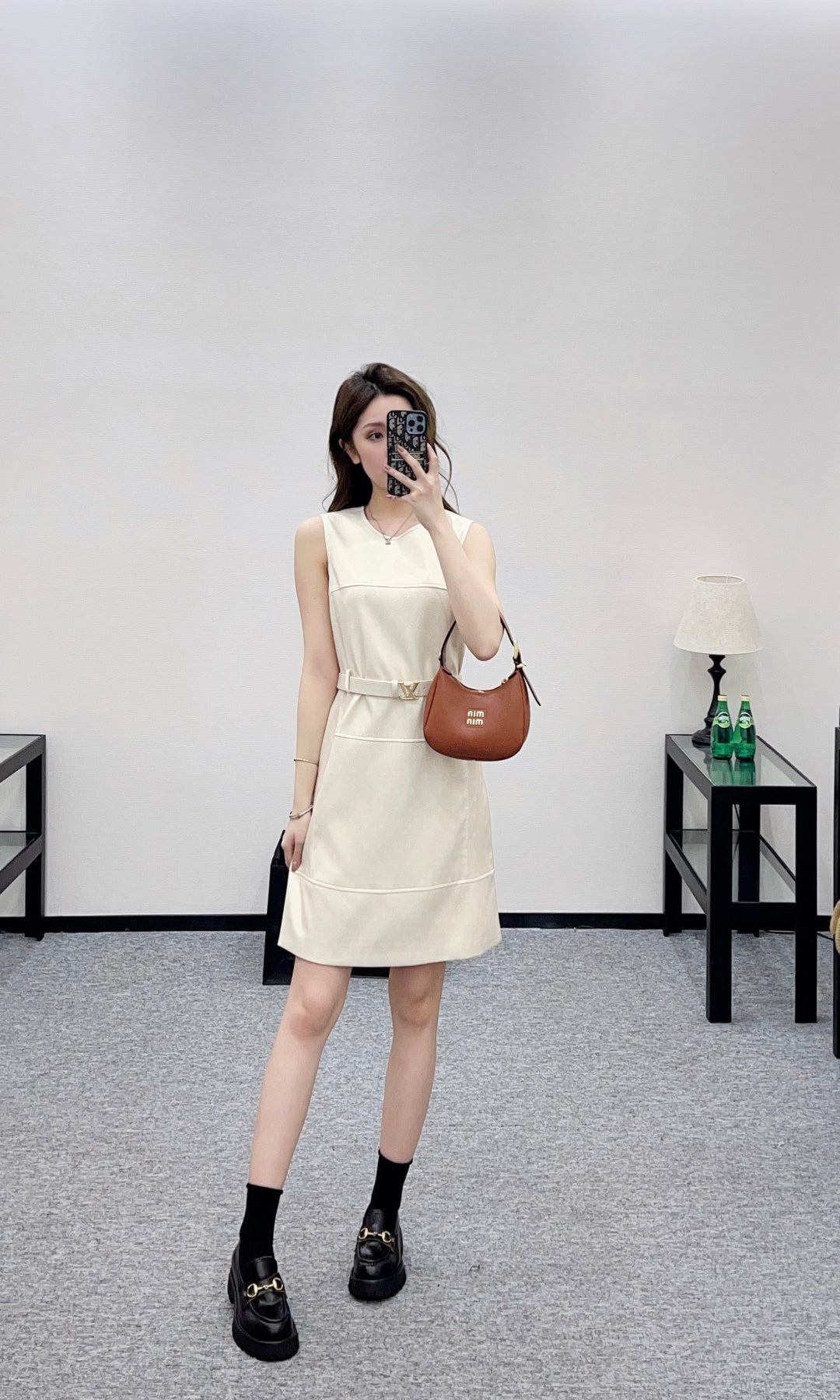 Printed Belt Vest Dress