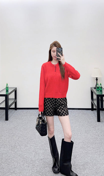 Openwork Letter Knit Cardigan