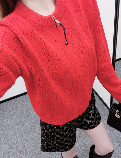 Openwork Letter Knit Cardigan